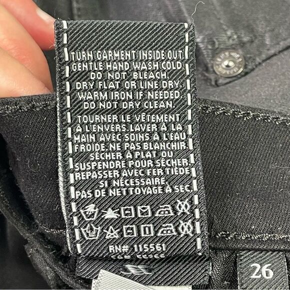 7 For All Mankind Coated Jeans Women’s 26 Black Straight High Rise Holiday Party - Picture 10 of 16